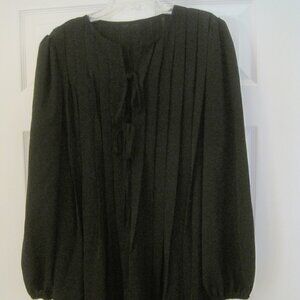 SHEIN BLACK PLEATED TIE FRONT BABYDOLL DRESS LARGE NWOT